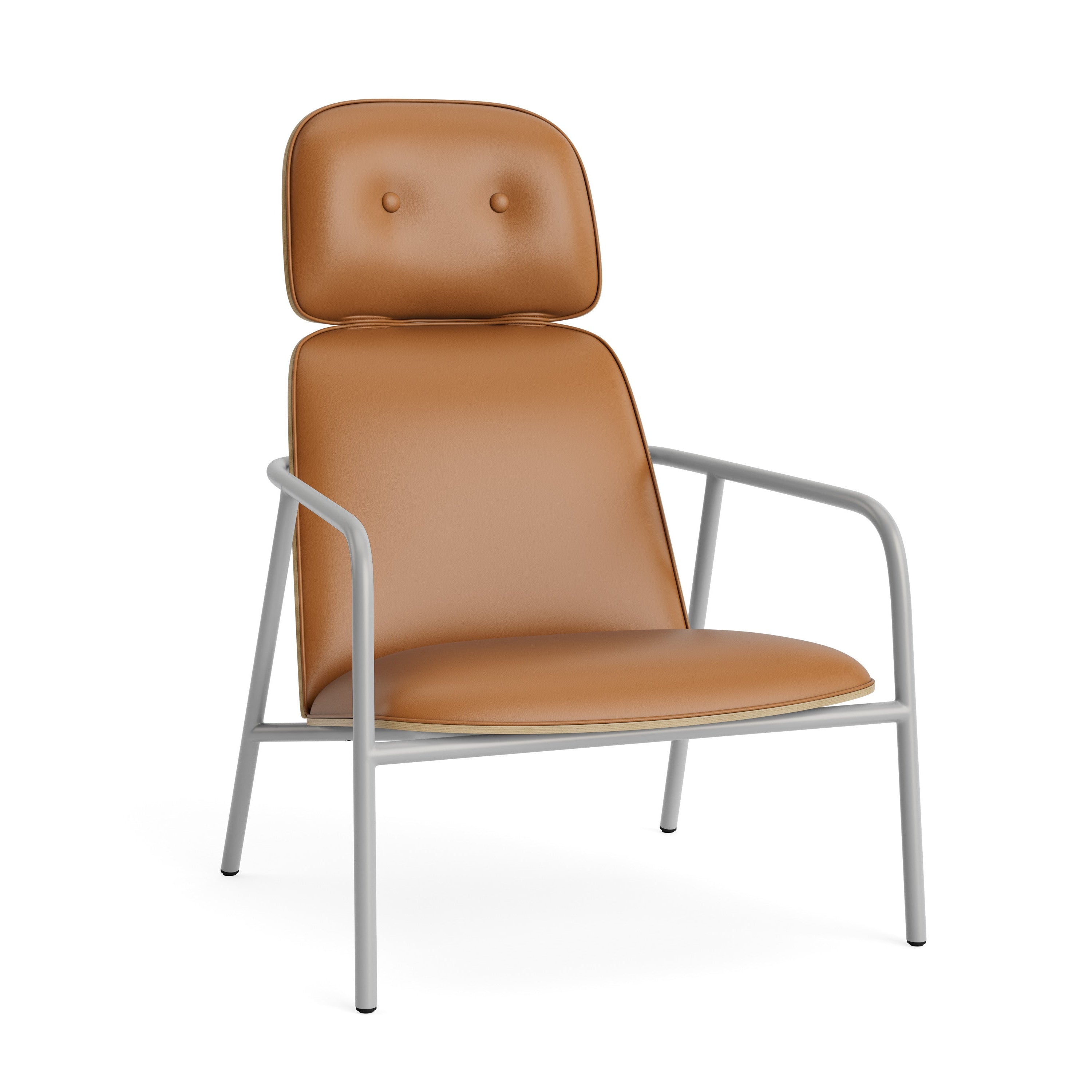 PAD armchair high oak veneer with a gray base