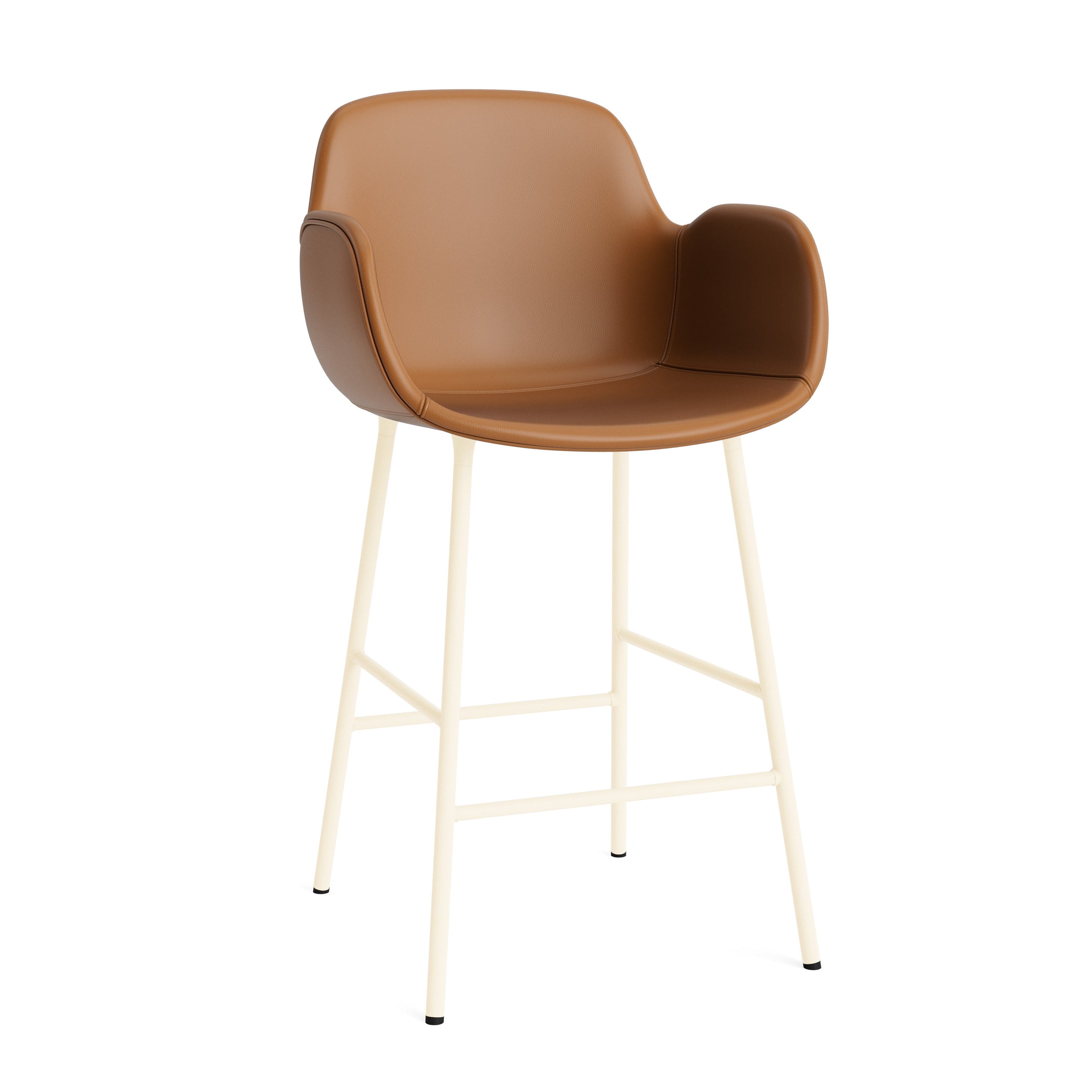Bar chair upholstered with armrests of forms with a cream base