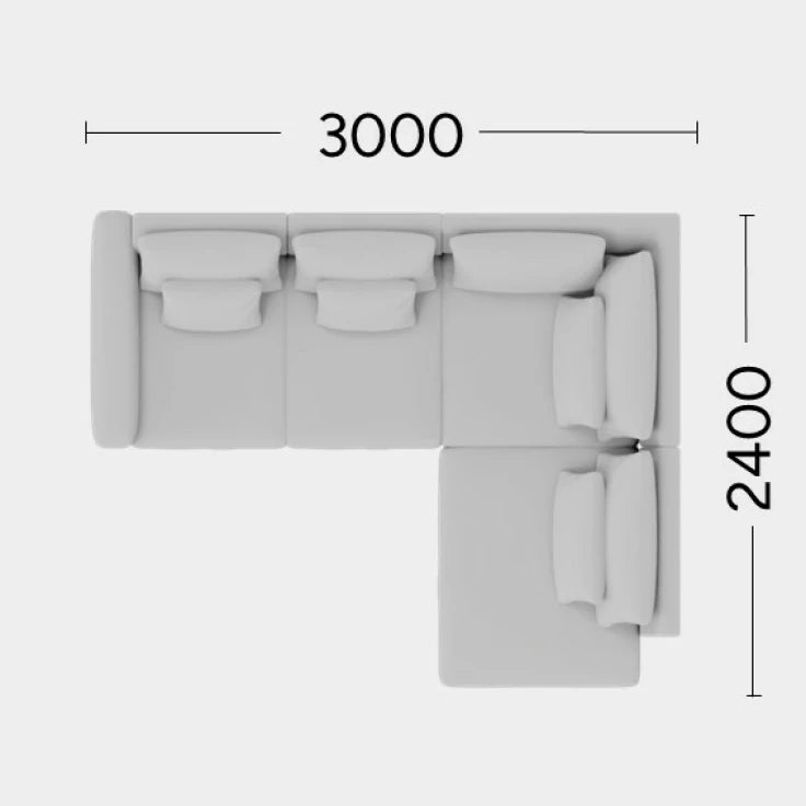 Right-facing modular corner sofa NOOR customizable