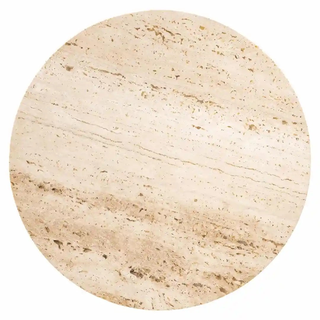 AVALON side table set travertine with brown base