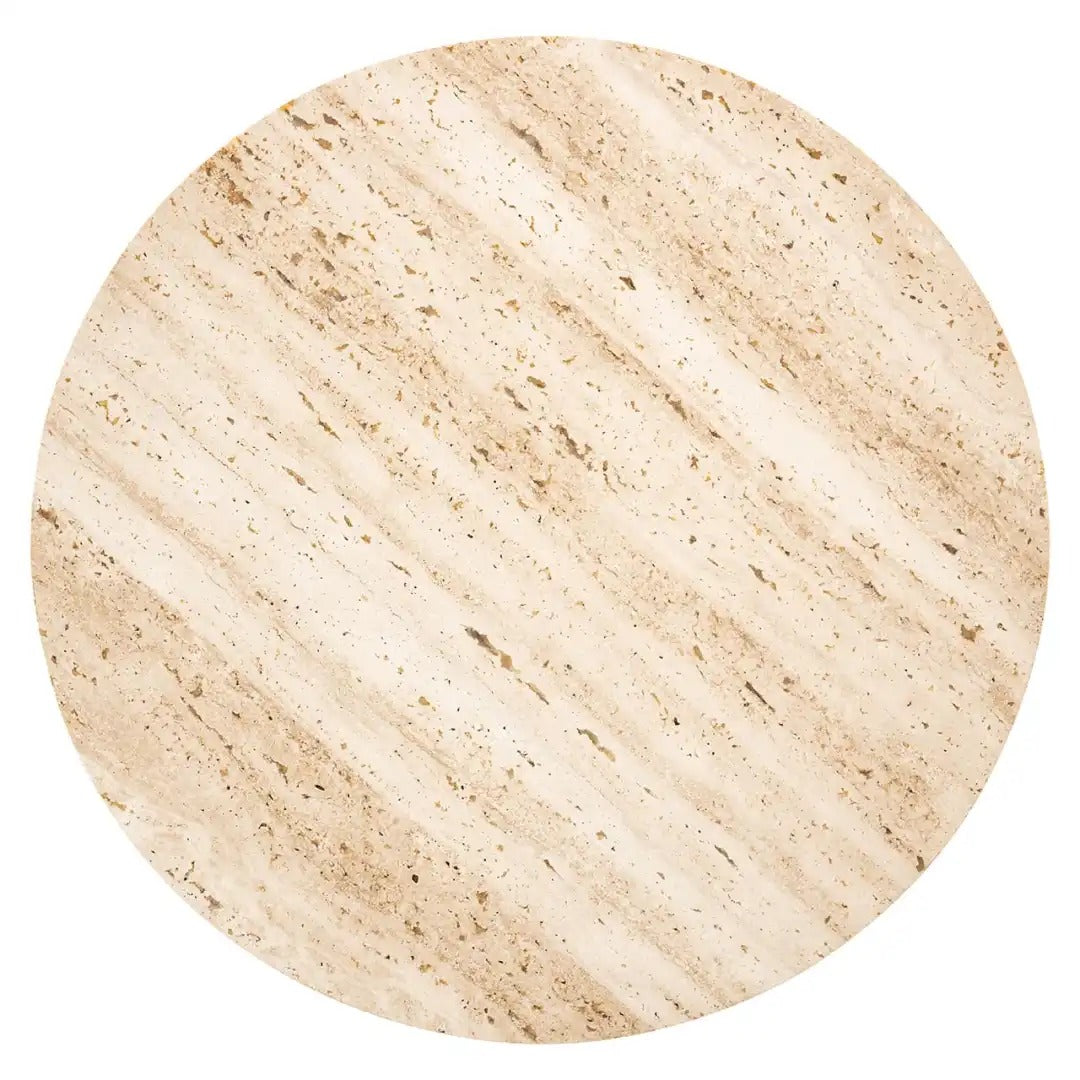AVALON side table set travertine with brown base