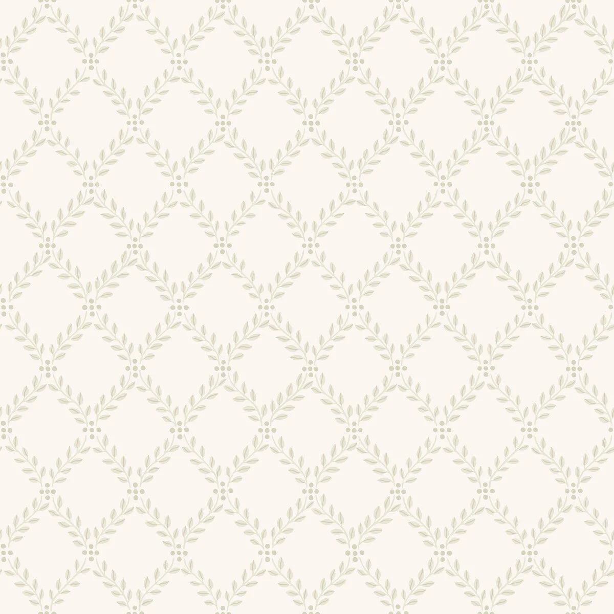 Wallpaper with a geometric plant pattern of leaves TRELLIS LEAVES beige