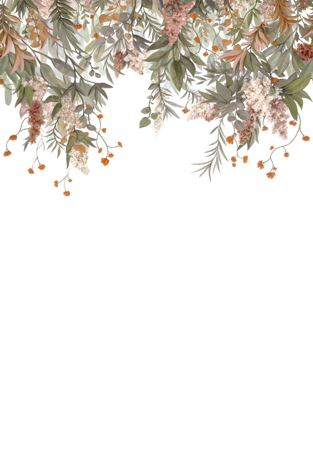 Wandbild WISTERIA grün mit rosa