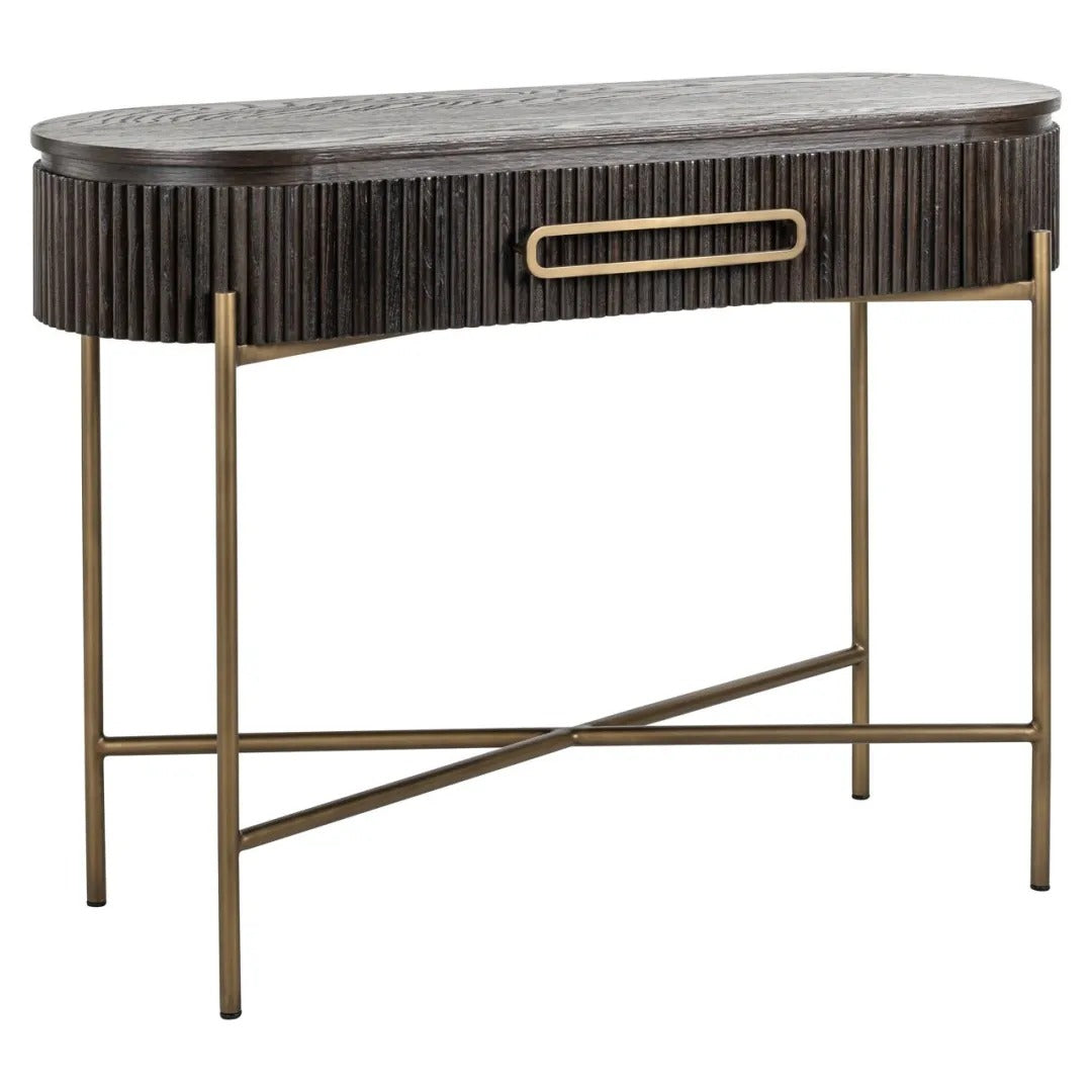 LUXOR Console in Dark Brown with Brass Base