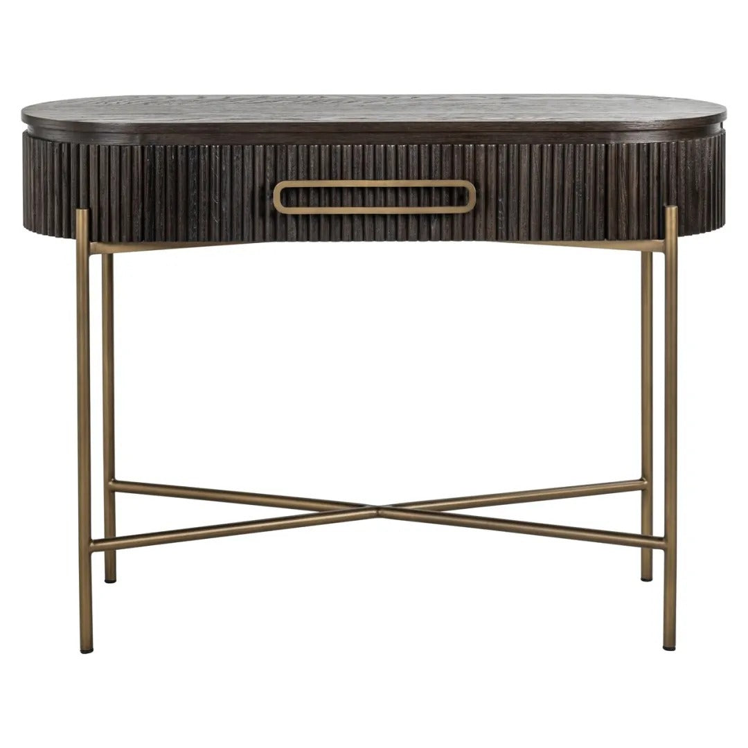 LUXOR Console in Dark Brown with Brass Base