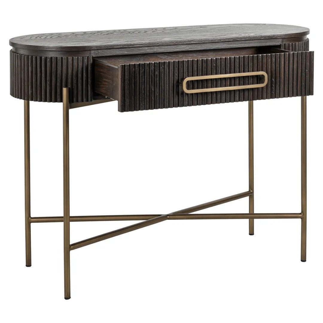 LUXOR Console in Dark Brown with Brass Base