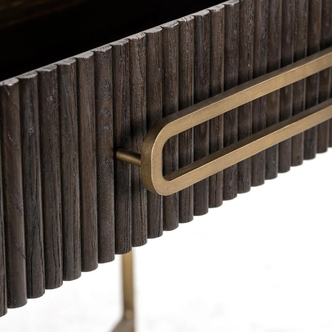 LUXOR Console in Dark Brown with Brass Base