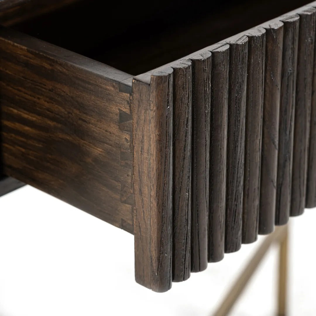 LUXOR Console in Dark Brown with Brass Base