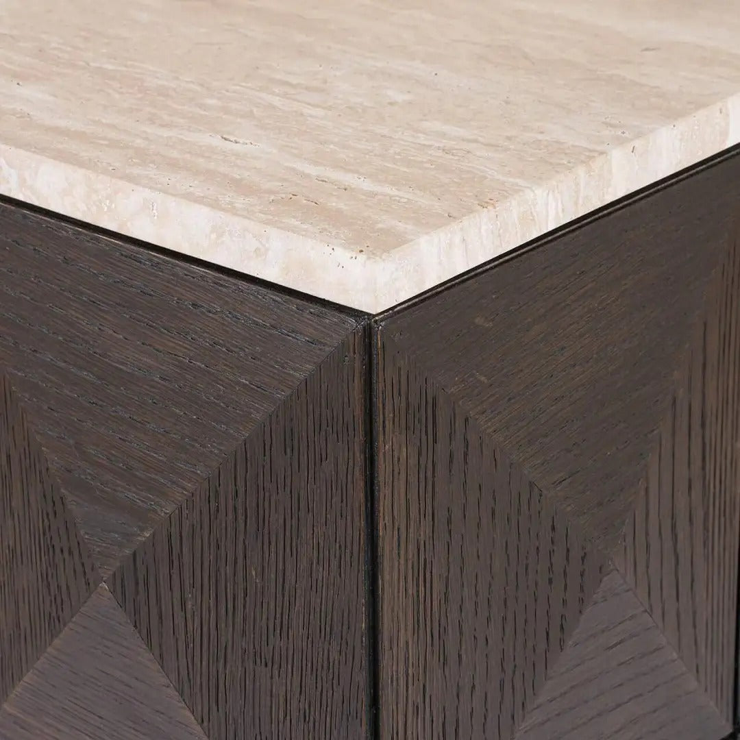 CLAREMONT brown side table with beige top