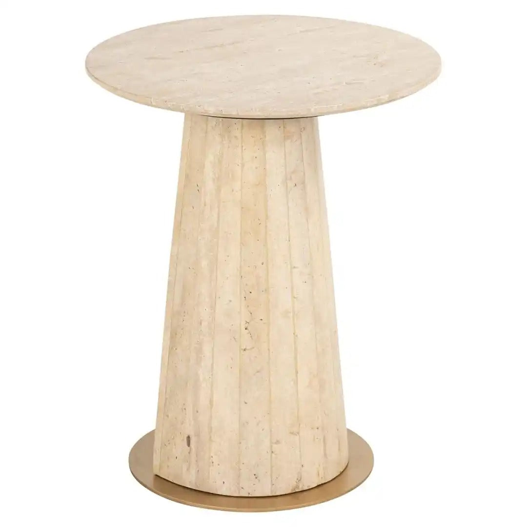 KIBO Beige Travertine Side Table