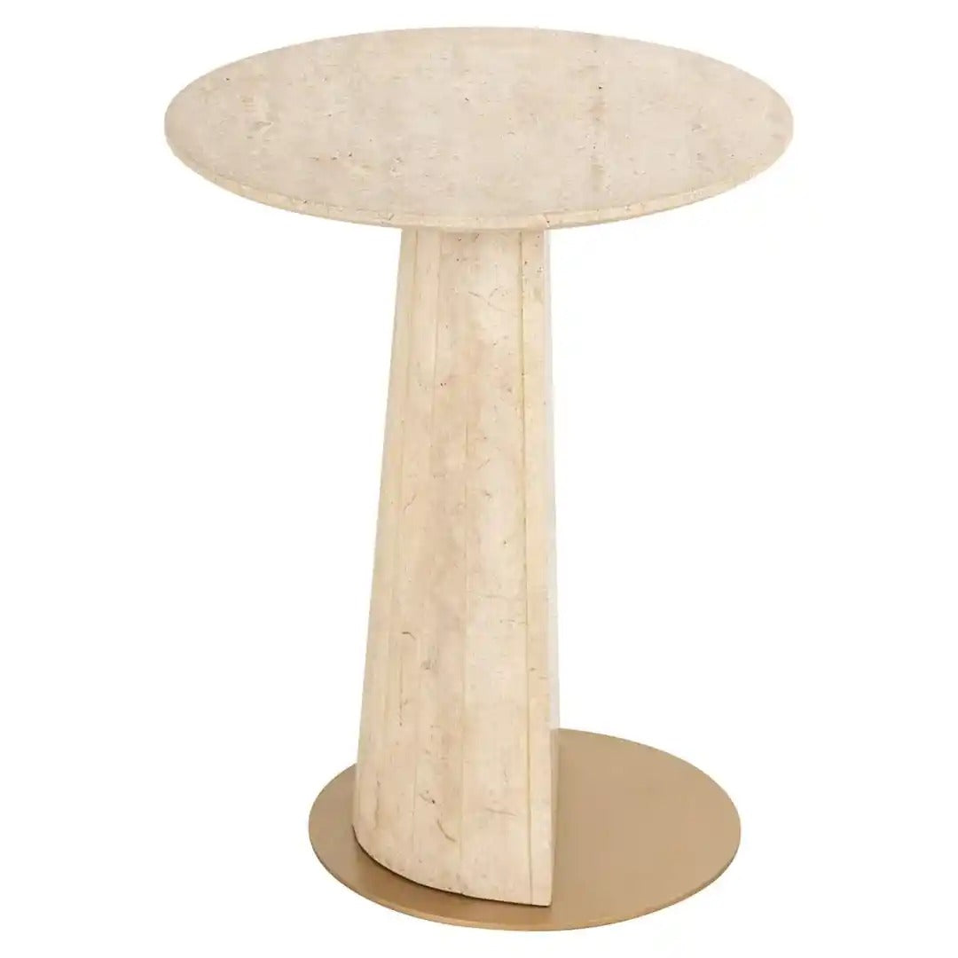 KIBO Beige Travertine Side Table
