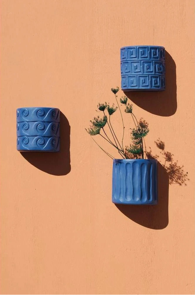 Wand Vase onde blau