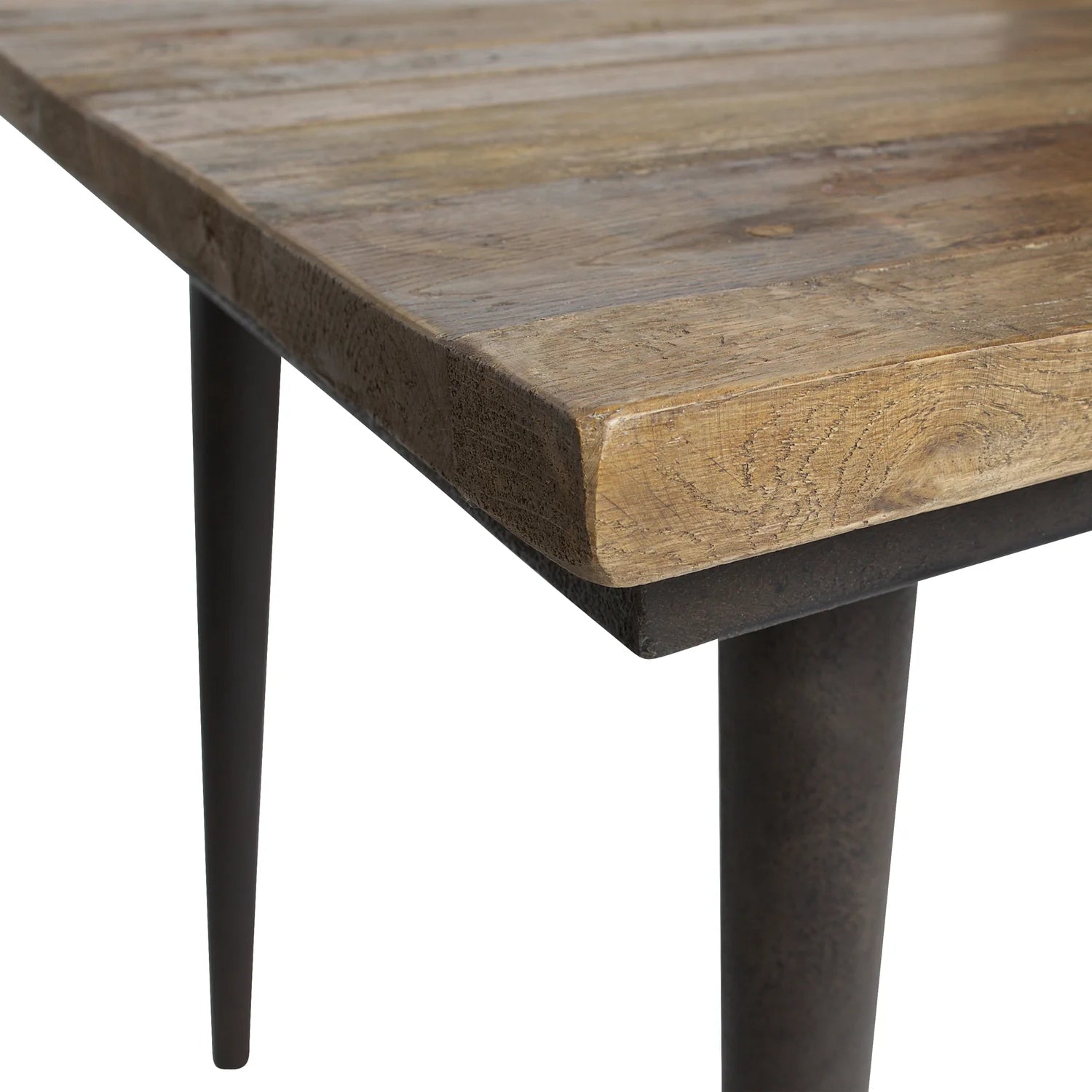 Tischgilde Holz mit einer schwarzen Metallbasis