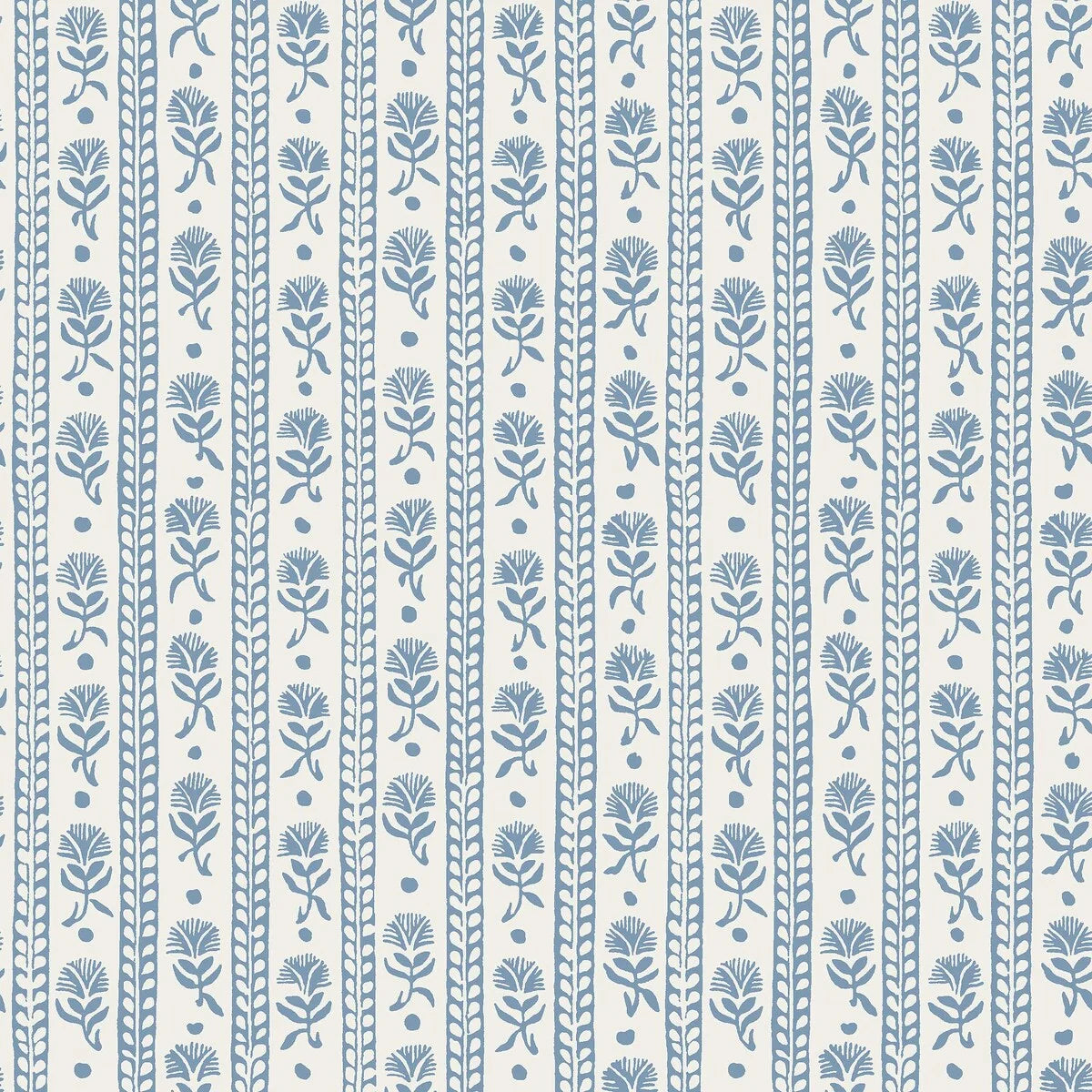 Non-woven paper wallpaper with a plant pattern NEJKILERAND blue with white