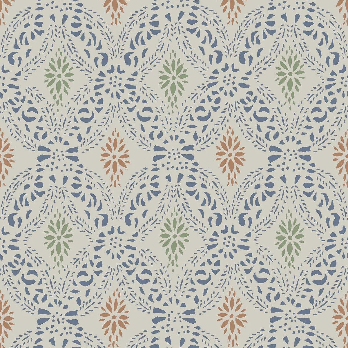 Non-woven paper wallpaper with geometric pattern KVARNHOLMEN blue with sand