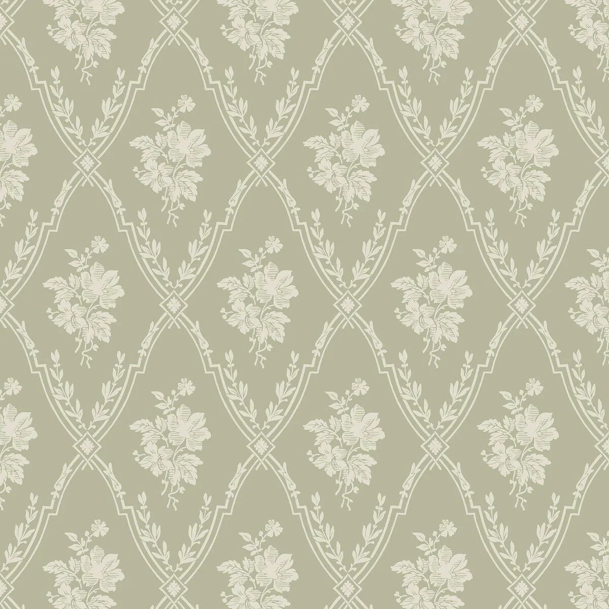 Non-woven paper wallpaper with a botanical pattern VÄSTIGÅRN green