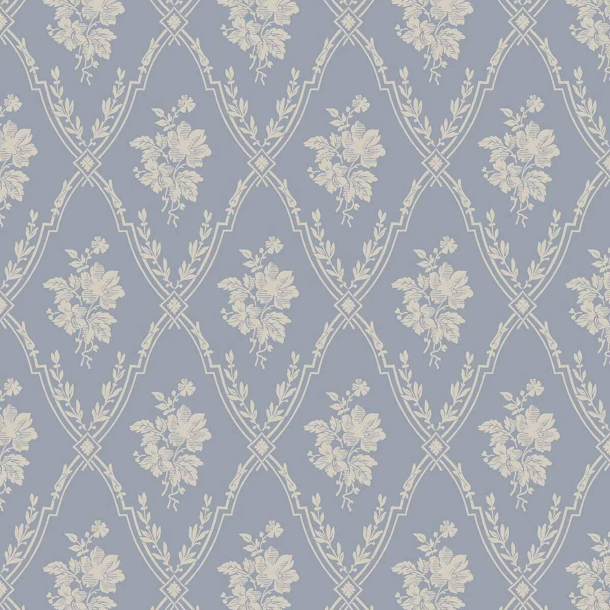 Non-woven paper wallpaper with a plant pattern VÄSTIGÅRN blue