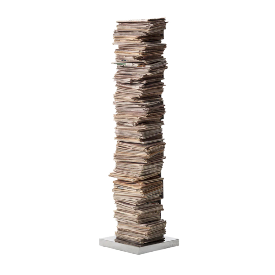 PTOLOMEO ART white shelf with a steel base