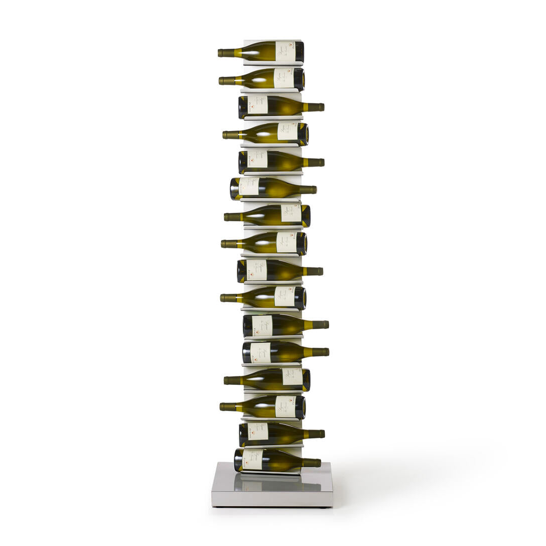 PTOLOMEO VINO wine rack white with a steel base