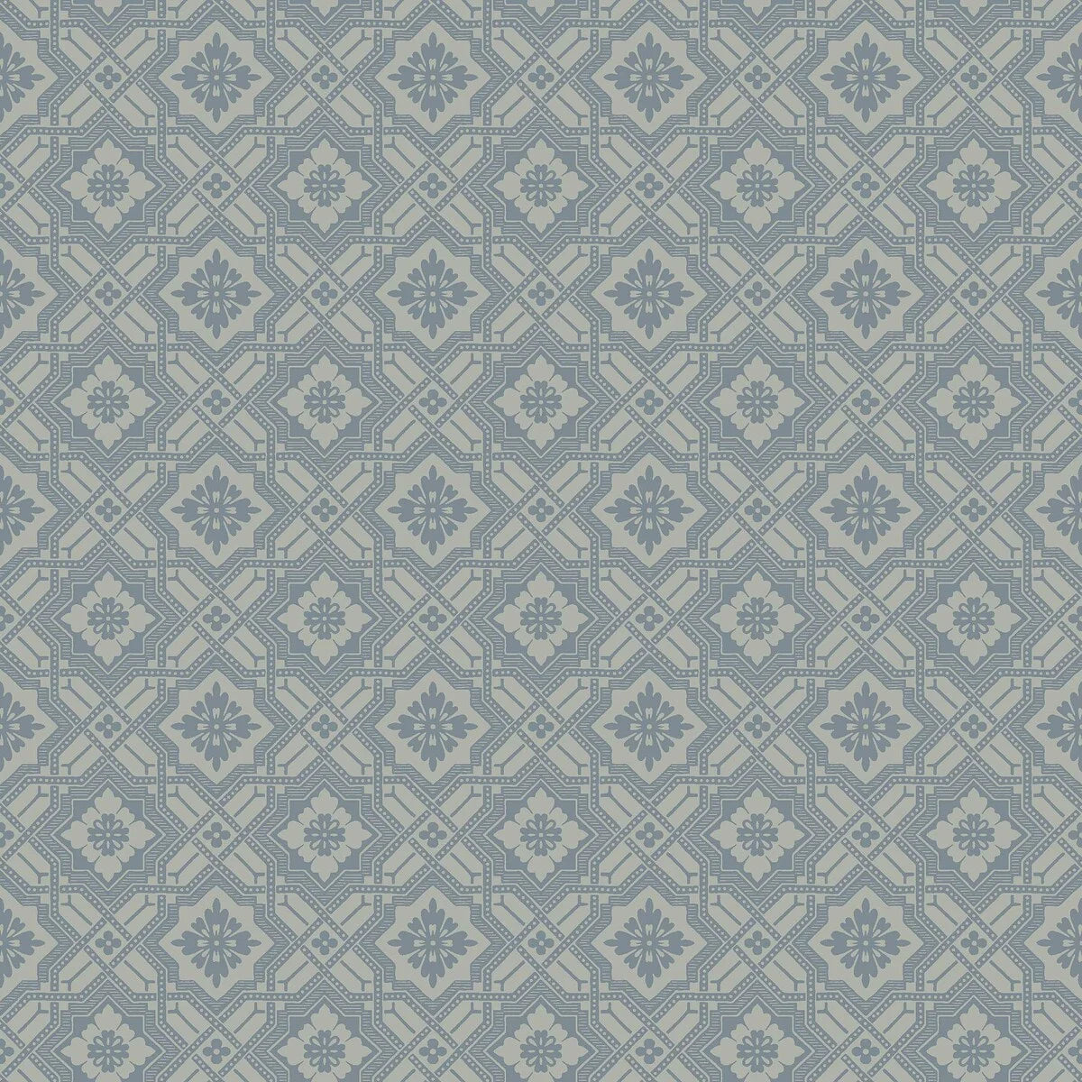 Non-woven paper wallpaper with geometric pattern FRIEDRICH blue with white
