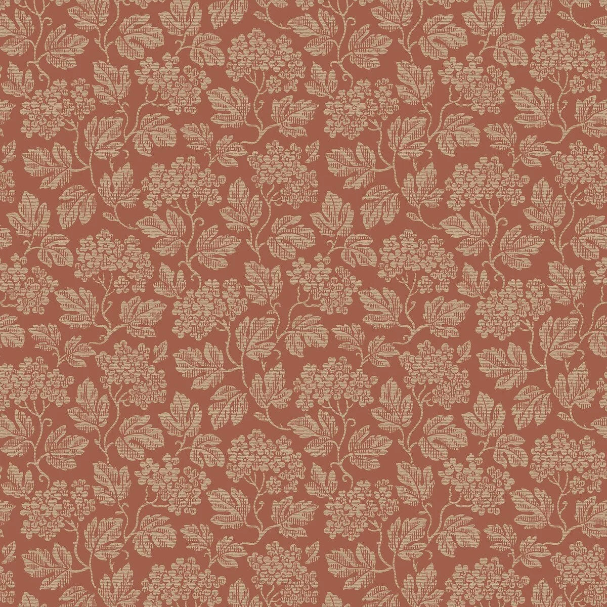 Non-woven paper wallpaper with a botanical pattern HAGTORN terracotta
