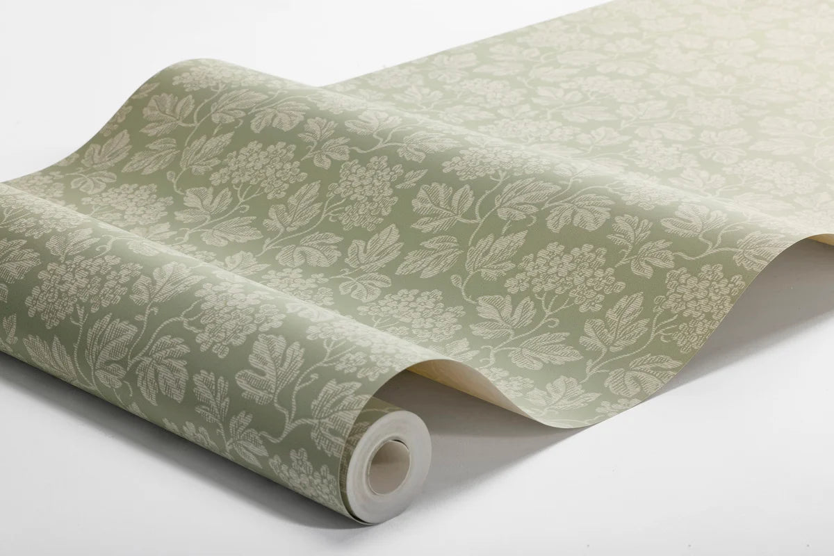 Non-woven paper wallpaper with a botanical pattern HAGTORN green
