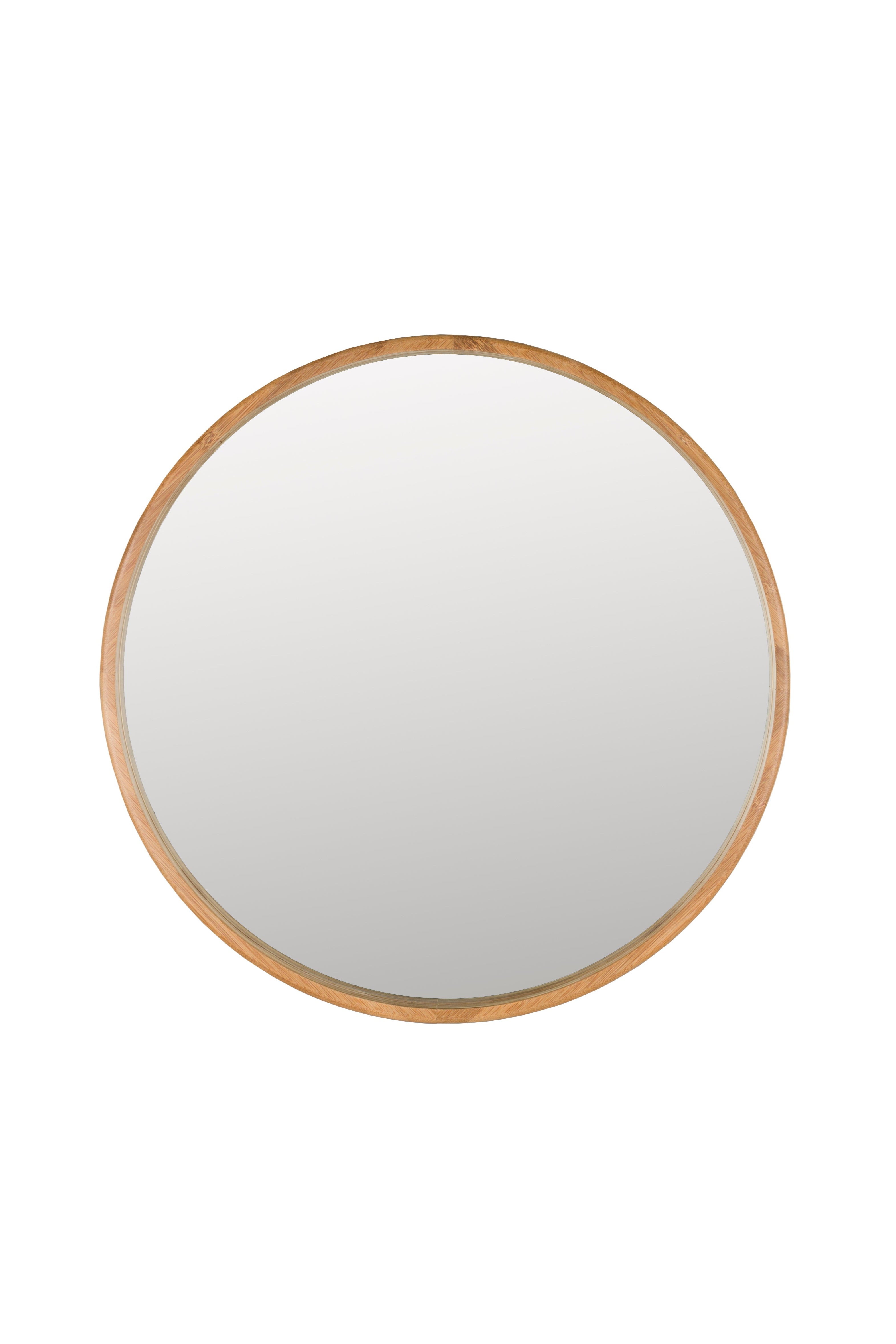 CAROUN Round Mirror Carbonized Bamboo