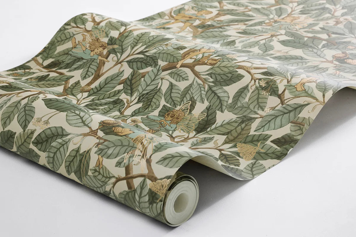 Children's wallpaper with a fairy tale fairy motif FAIRIES green