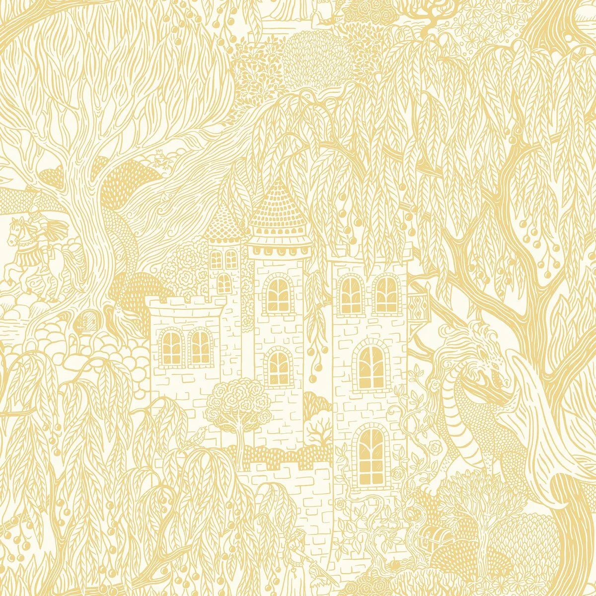 Children's wallpaper with a fairy tale theme KINGDOM OF THE WILLOW yellow