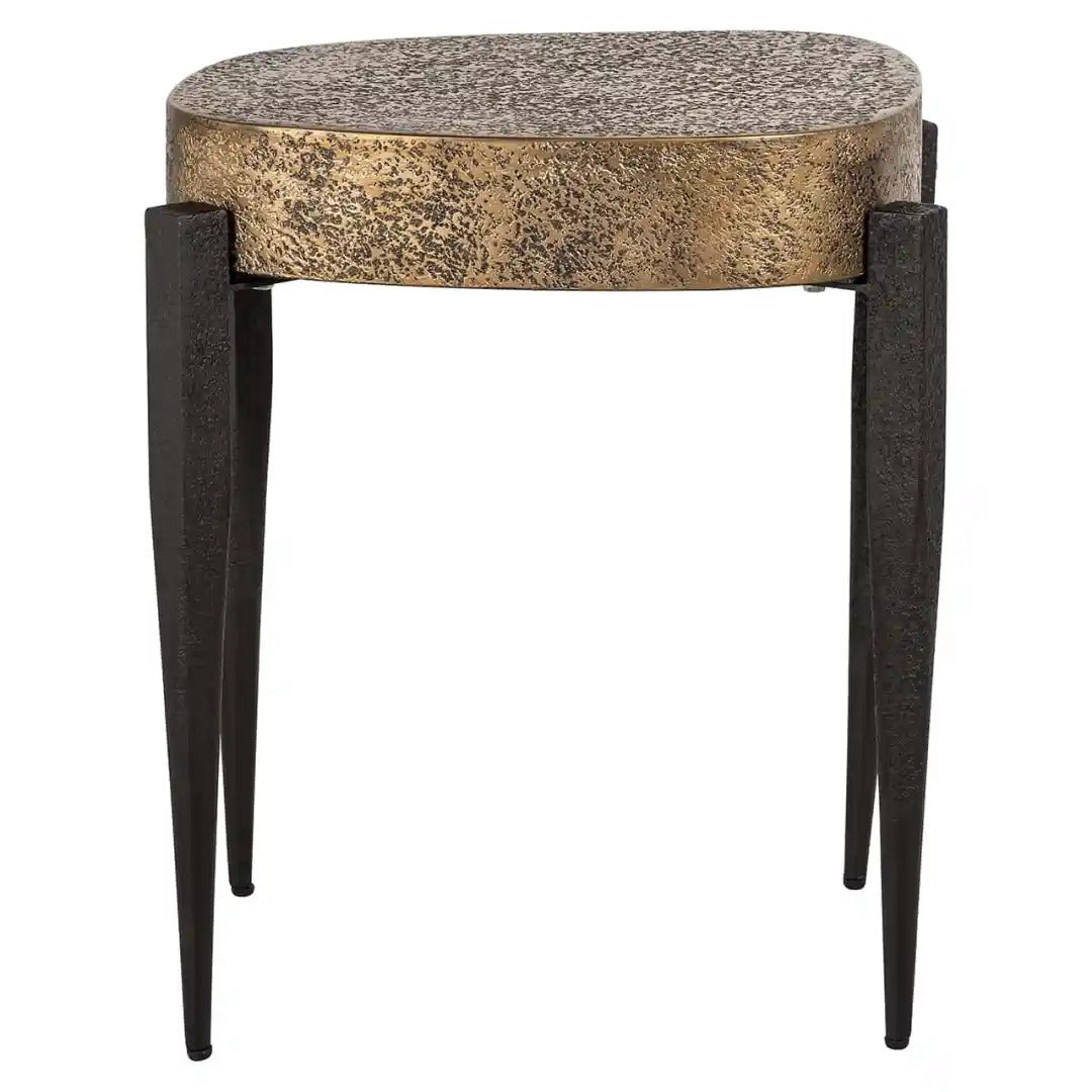 DECLAN black side table with antique gold