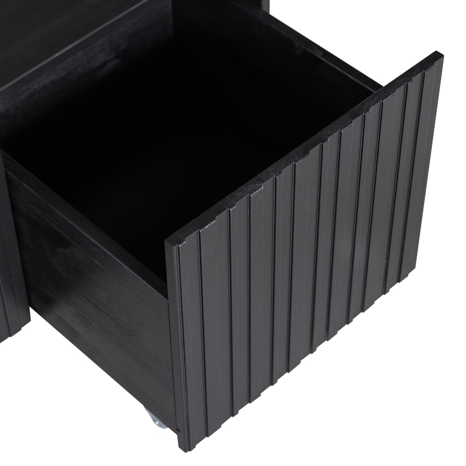 Bank mit Gravurschubladen schwarzer Kiefernholz