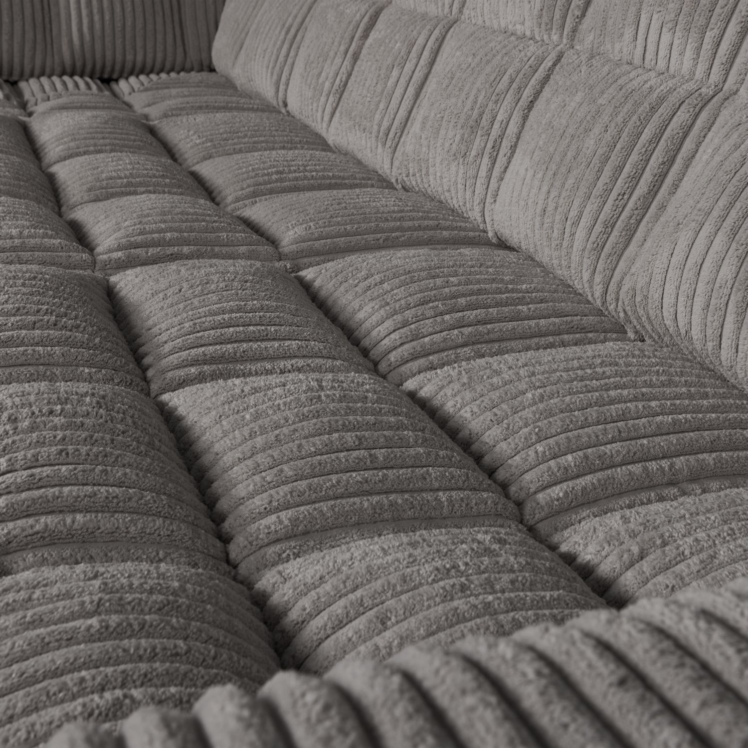 Linksseitiges Ecksofa SECOND DATE grauer Cordstoff