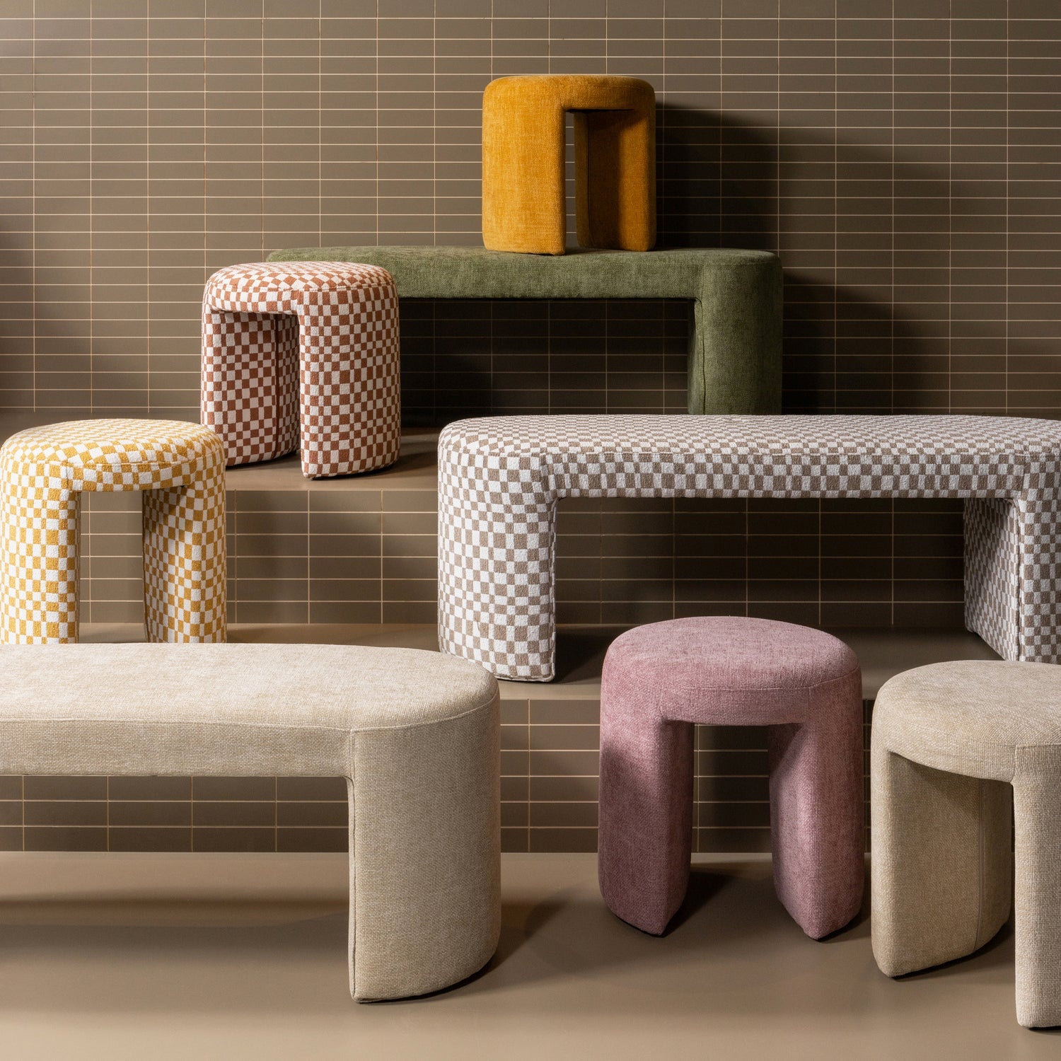 Charlie cream stool with orange