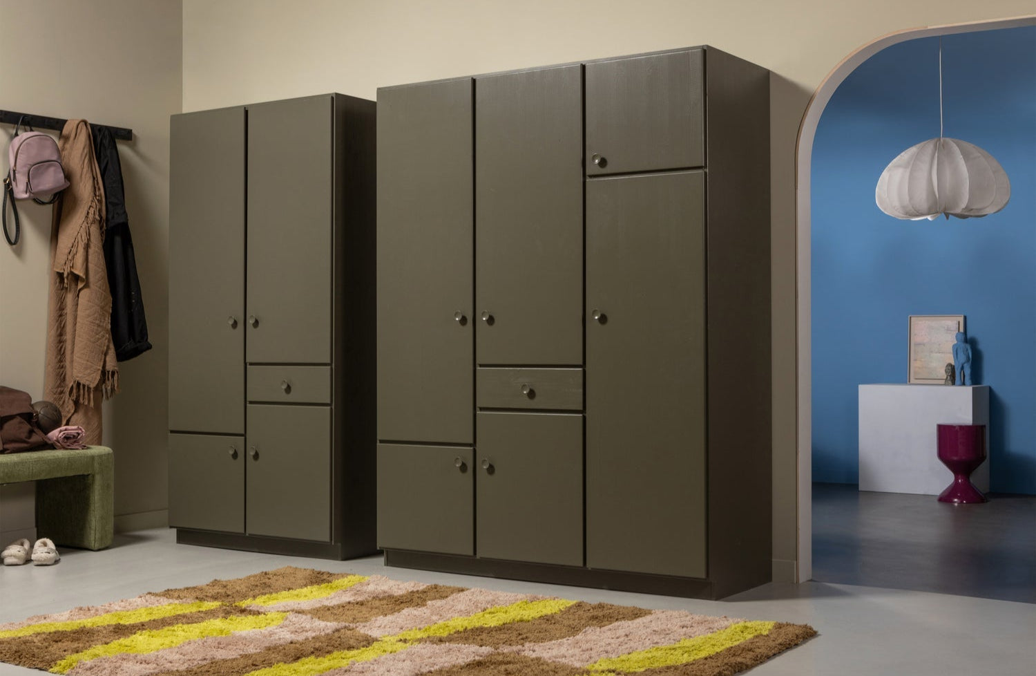 3-Türer-Kleiderschrank Alfie dunkelgrüne Kiefer
