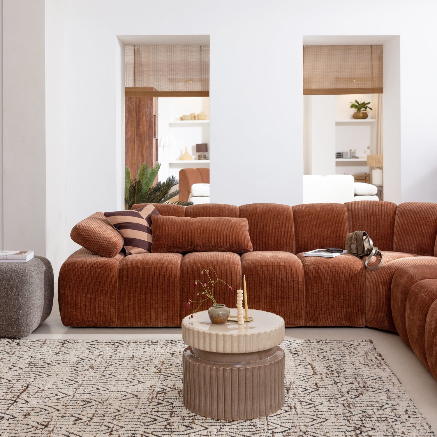 Modulsofa MOJO - braunes Cord-Eckelement