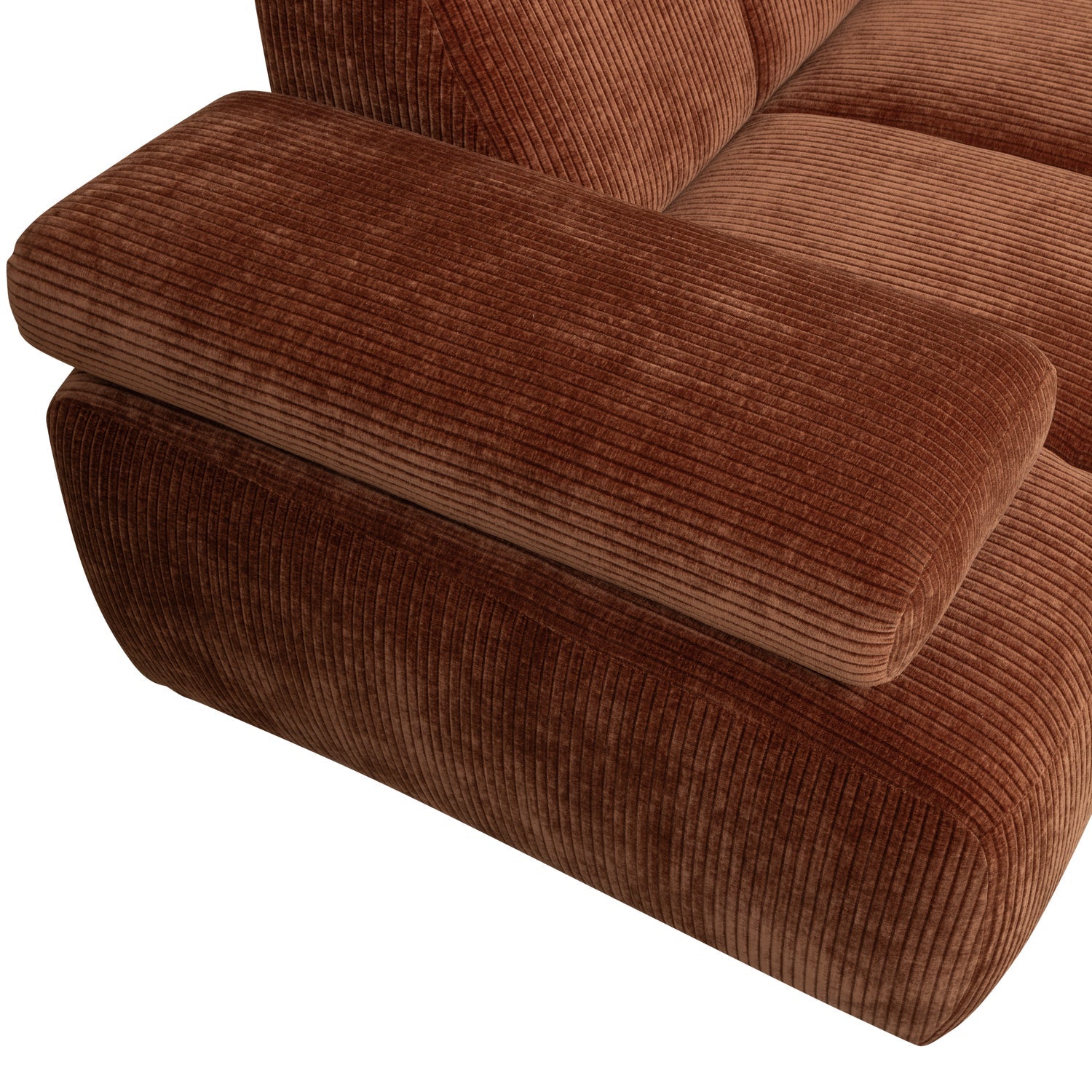 Right-facing modular corner sofa for 6 people MOJO in brown corduroy
