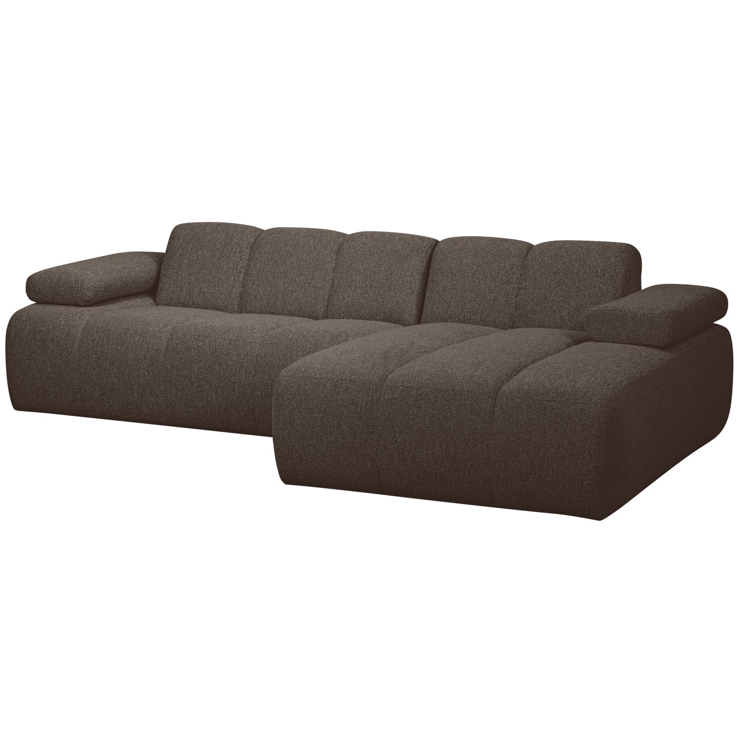 Right-facing modular corner sofa MOJO in dark brown bouclé
