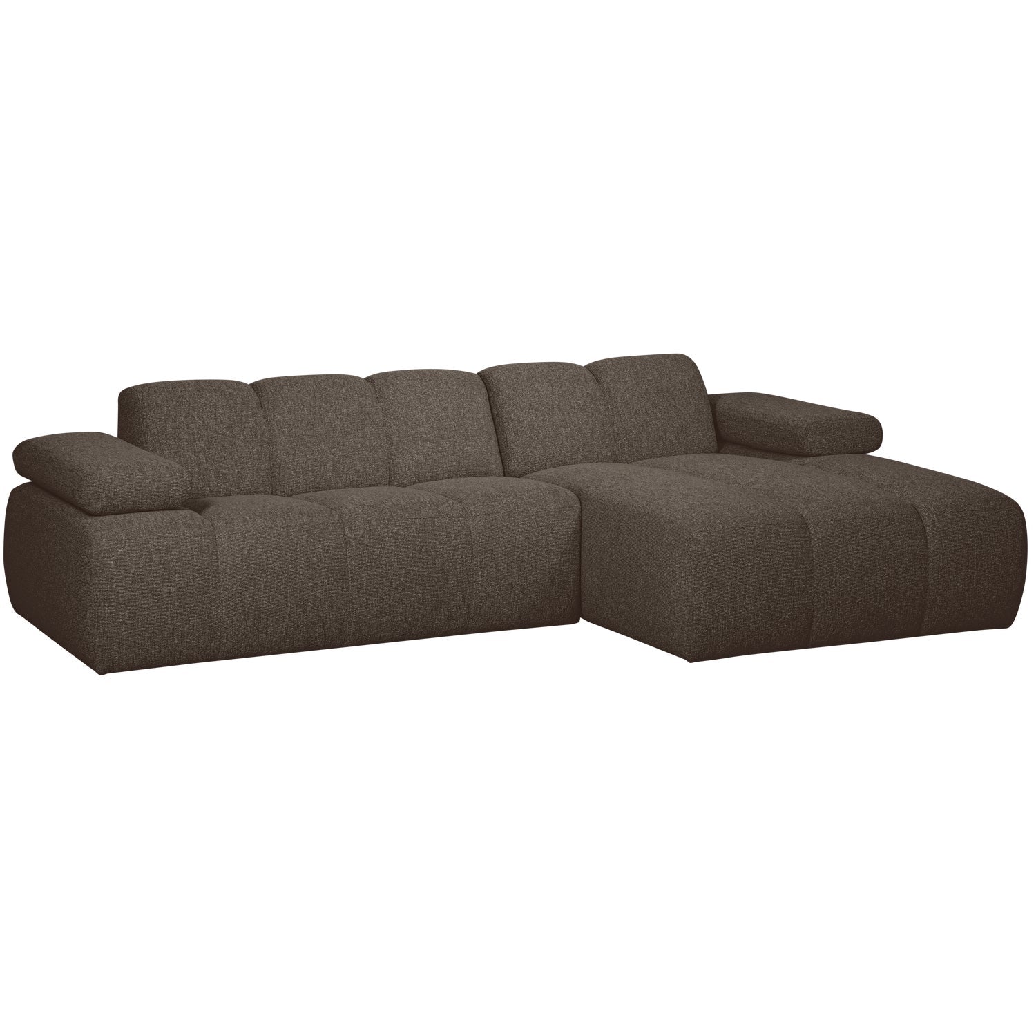 Right-facing modular corner sofa MOJO in dark brown bouclé