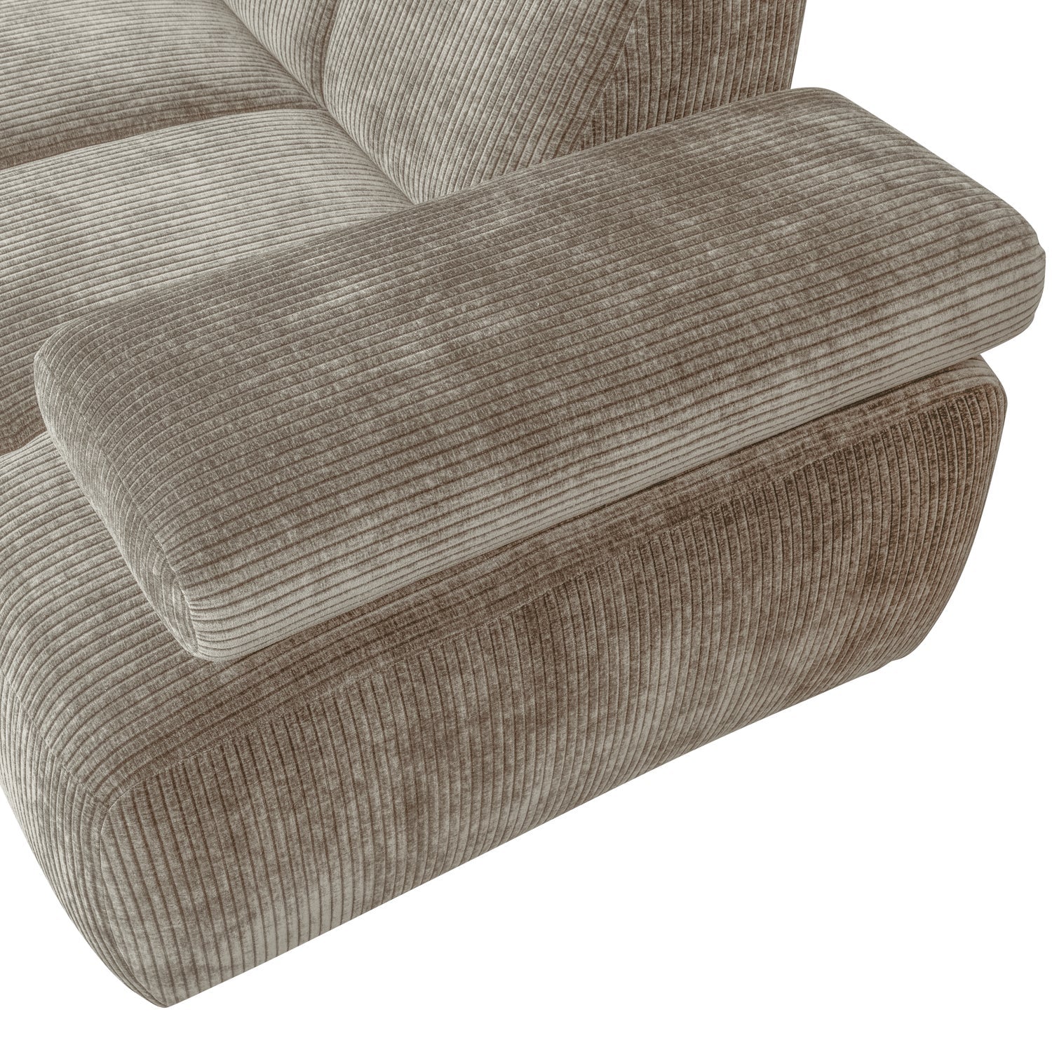 Left-facing modular corner sofa for 6 people MOJO in dark sandy corduroy