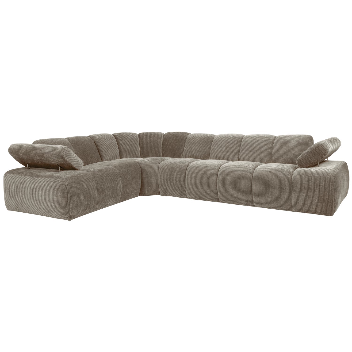 Left-facing modular corner sofa for 6 people MOJO in dark sandy corduroy