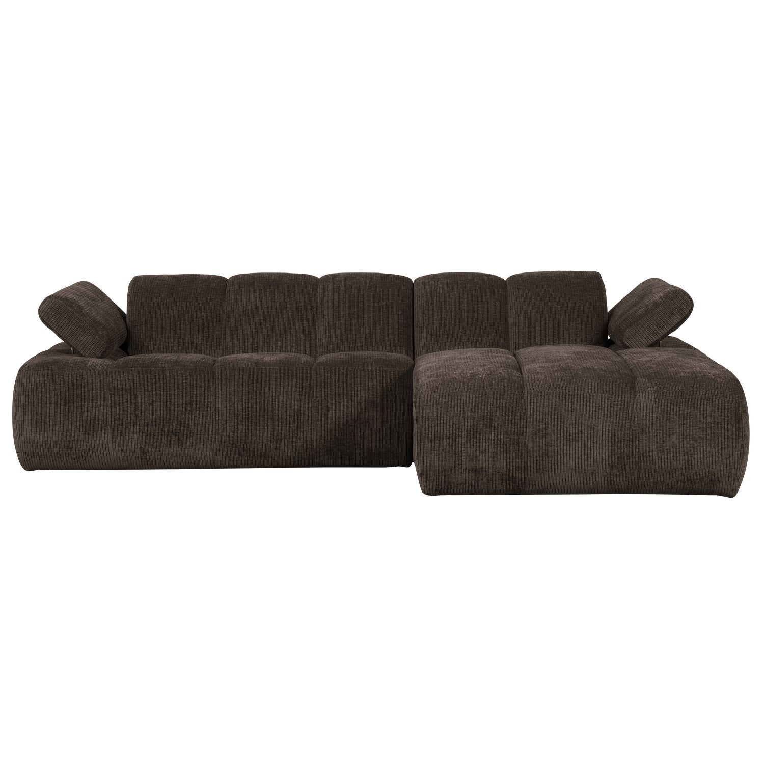 Right-facing modular corner sofa MOJO in dark brown corduroy
