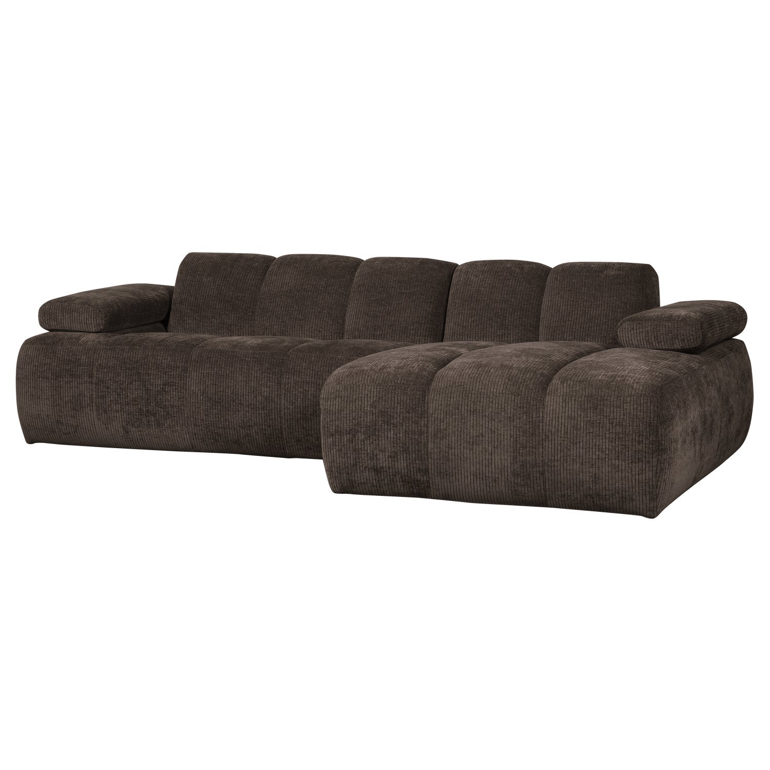 Right-facing modular corner sofa MOJO in dark brown corduroy