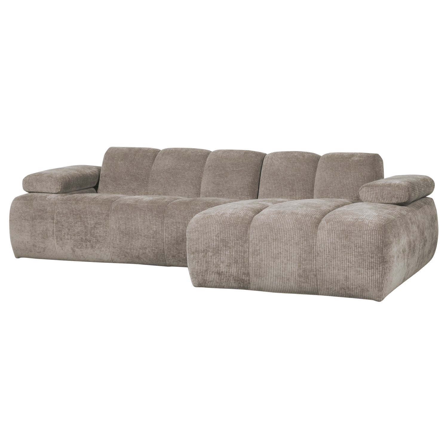 Right-facing modular corner sofa MOJO in dark sandy corduroy
