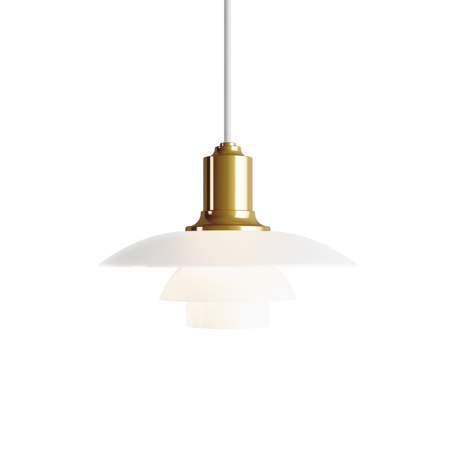 PH 2/1 pendant lamp white with brass finish