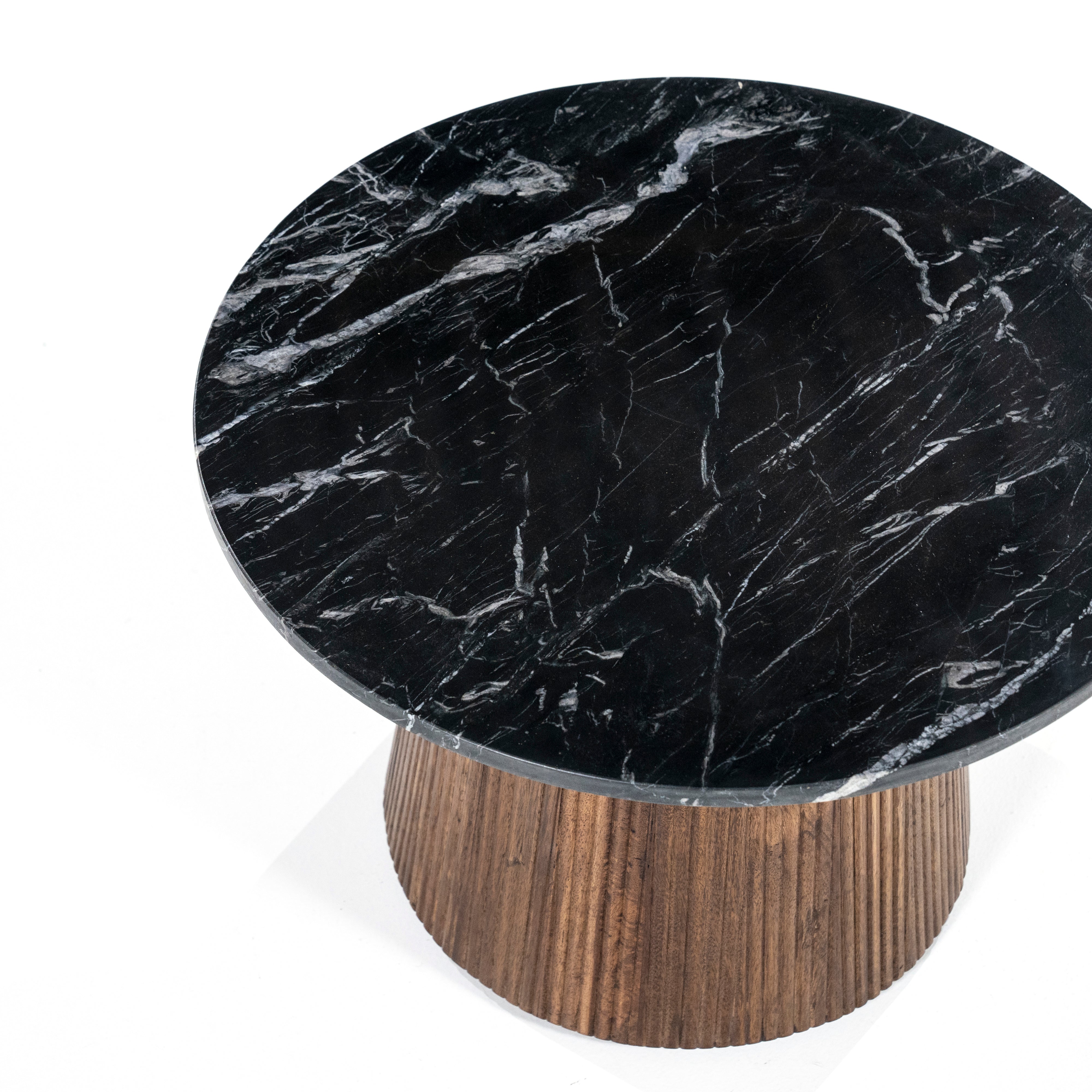 MAXIM side table made of mango wood with a marble top
