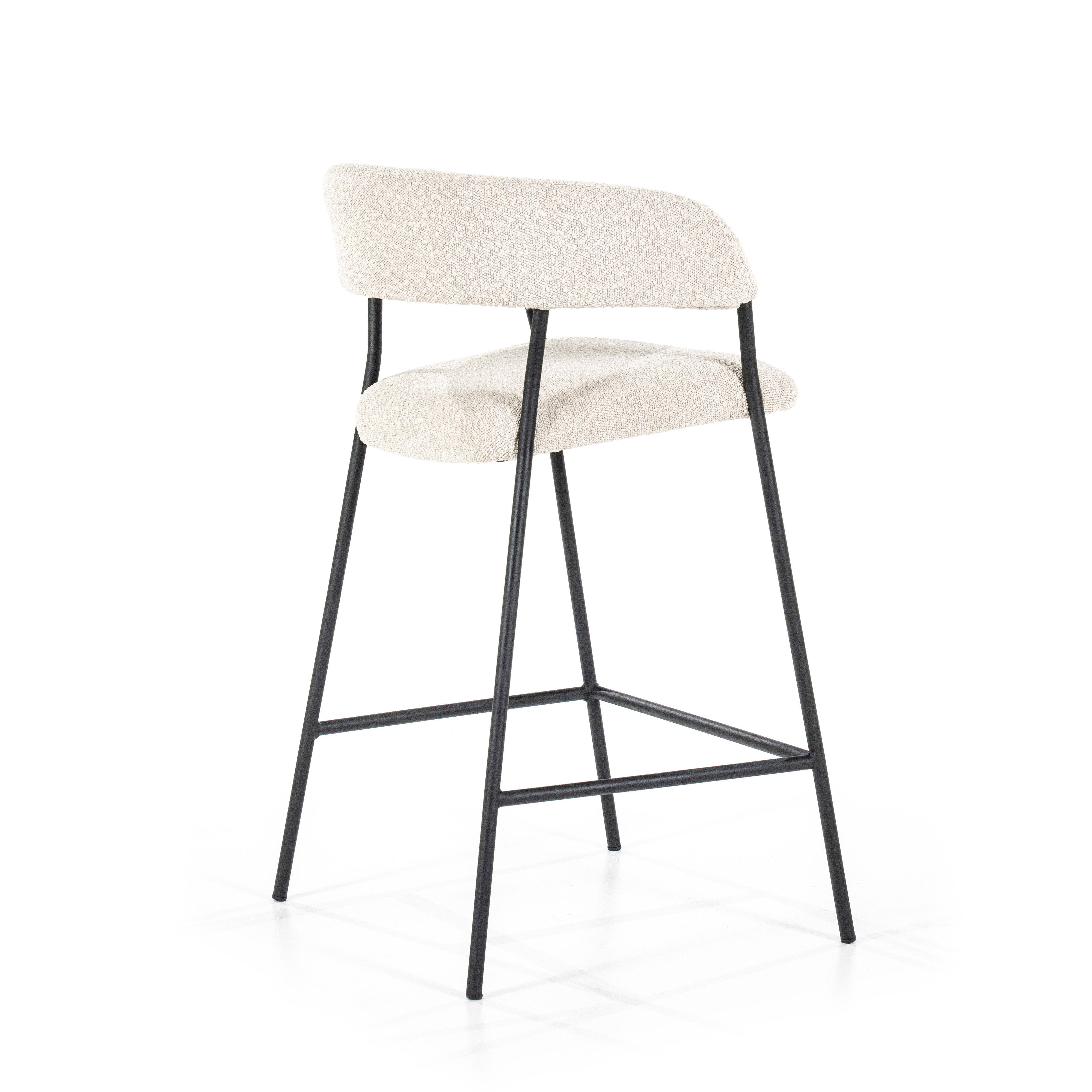 Beige LUKA Stool with Black Base
