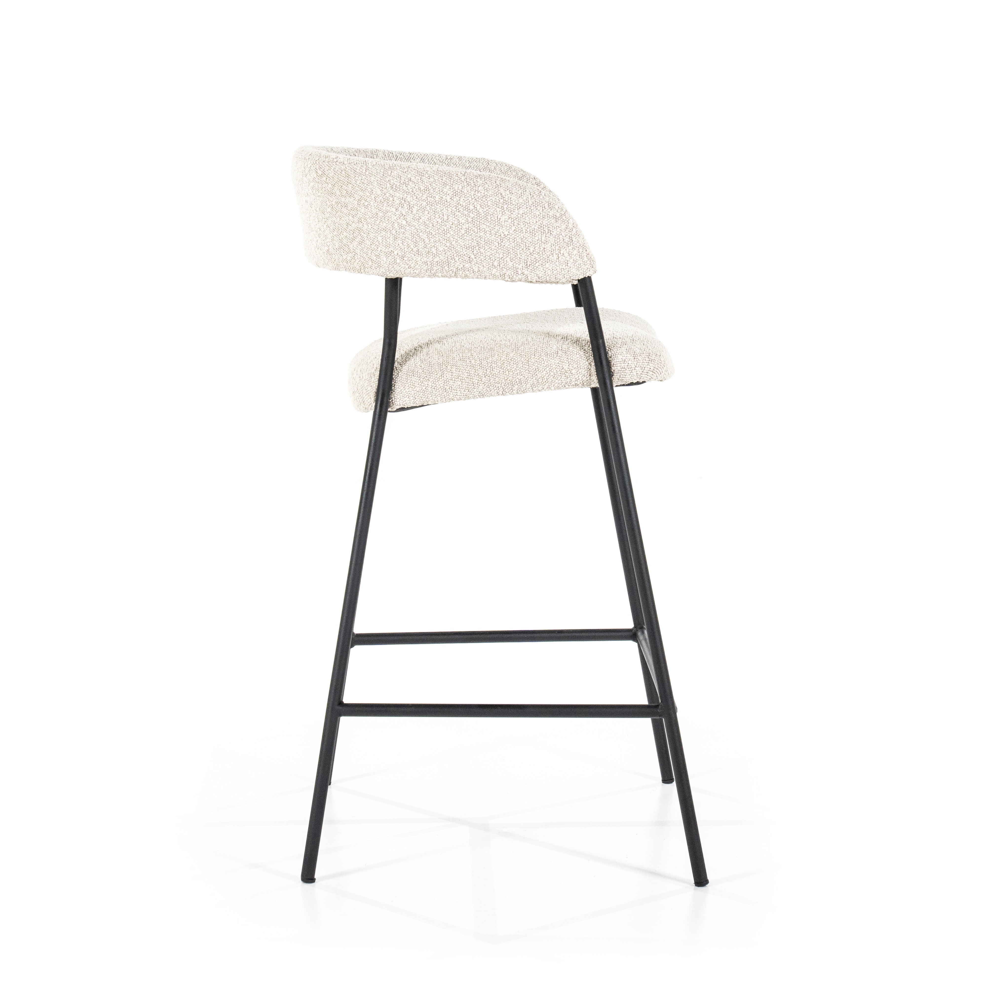 Beige LUKA Stool with Black Base