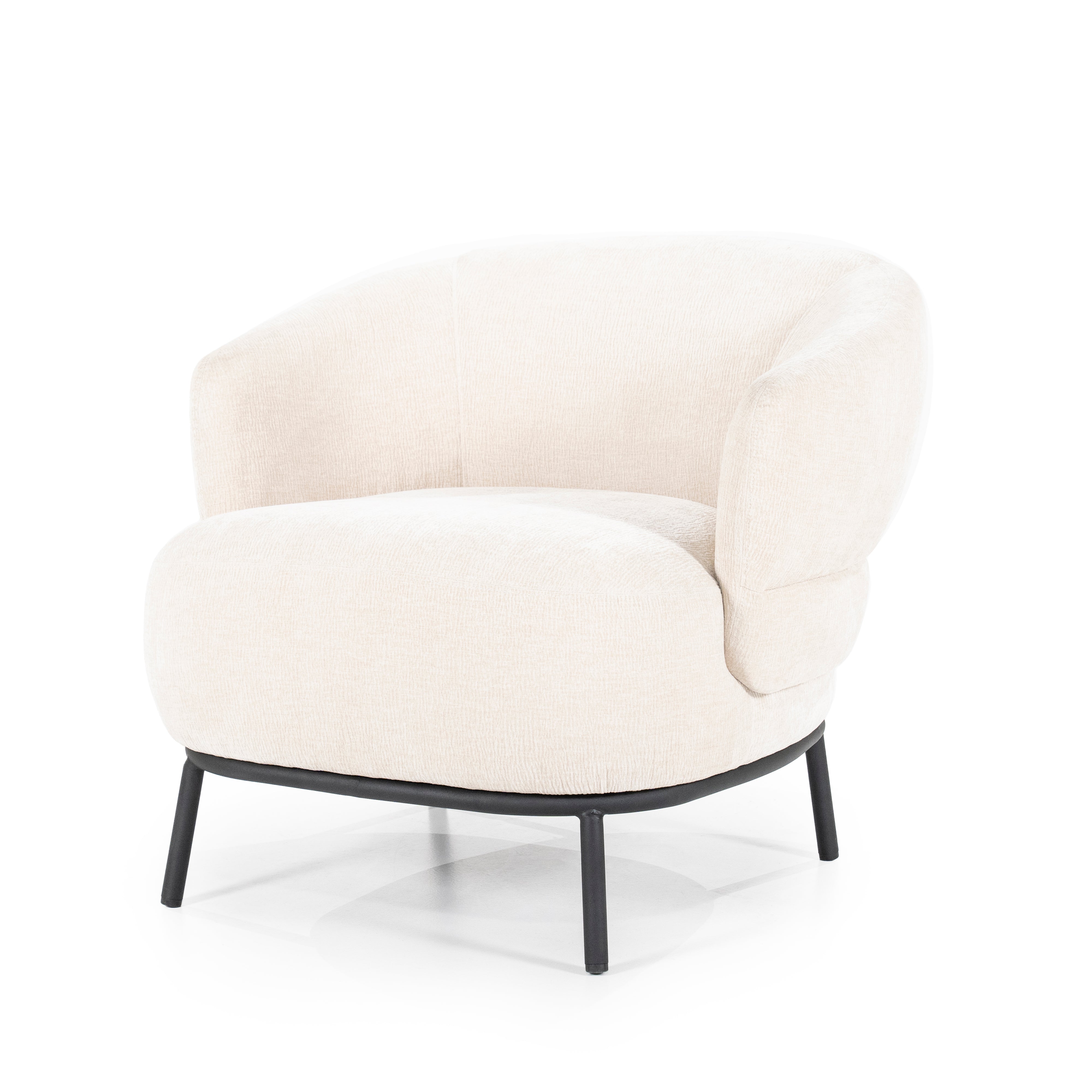 DAVID armchair in light beige with a black base