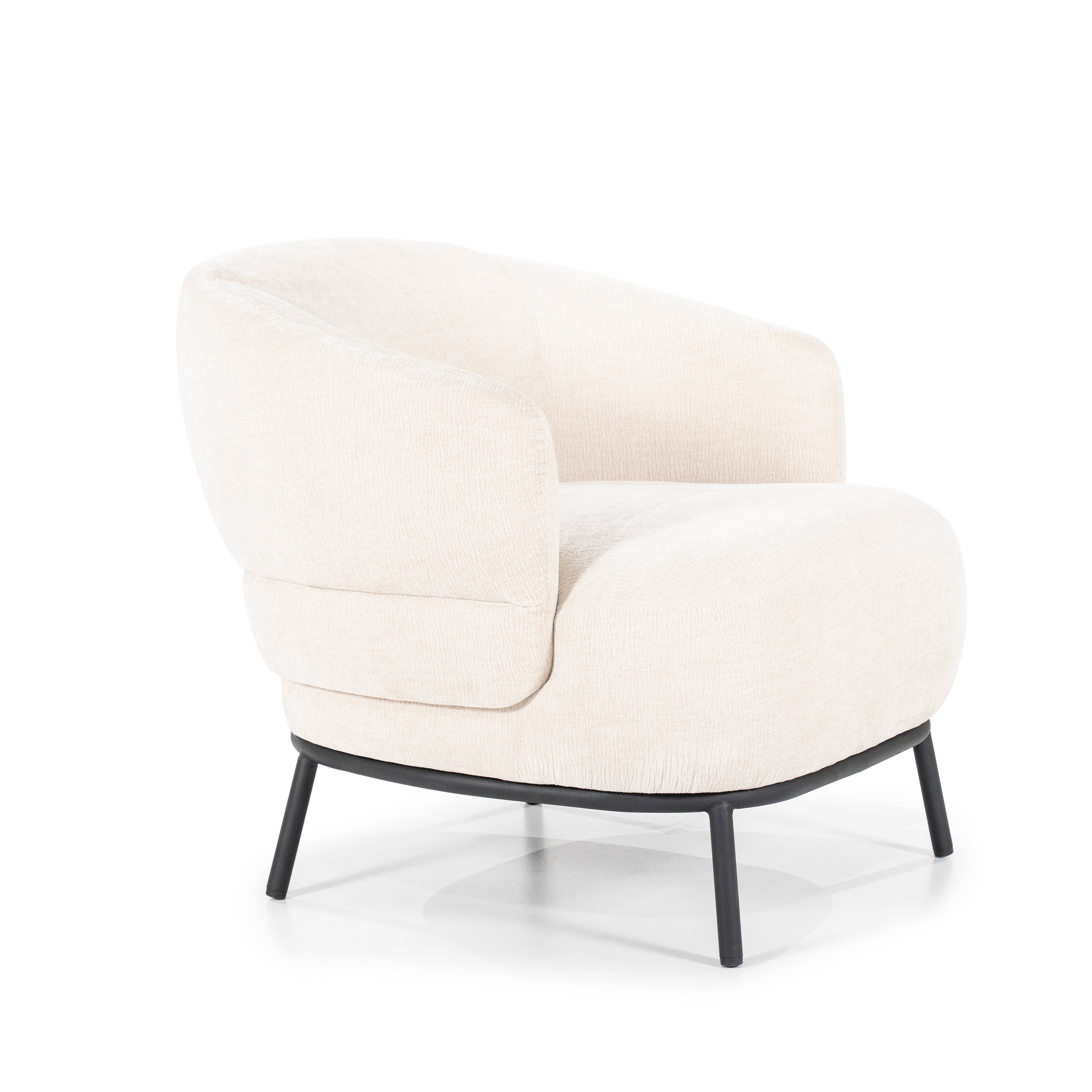 DAVID armchair in light beige with a black base