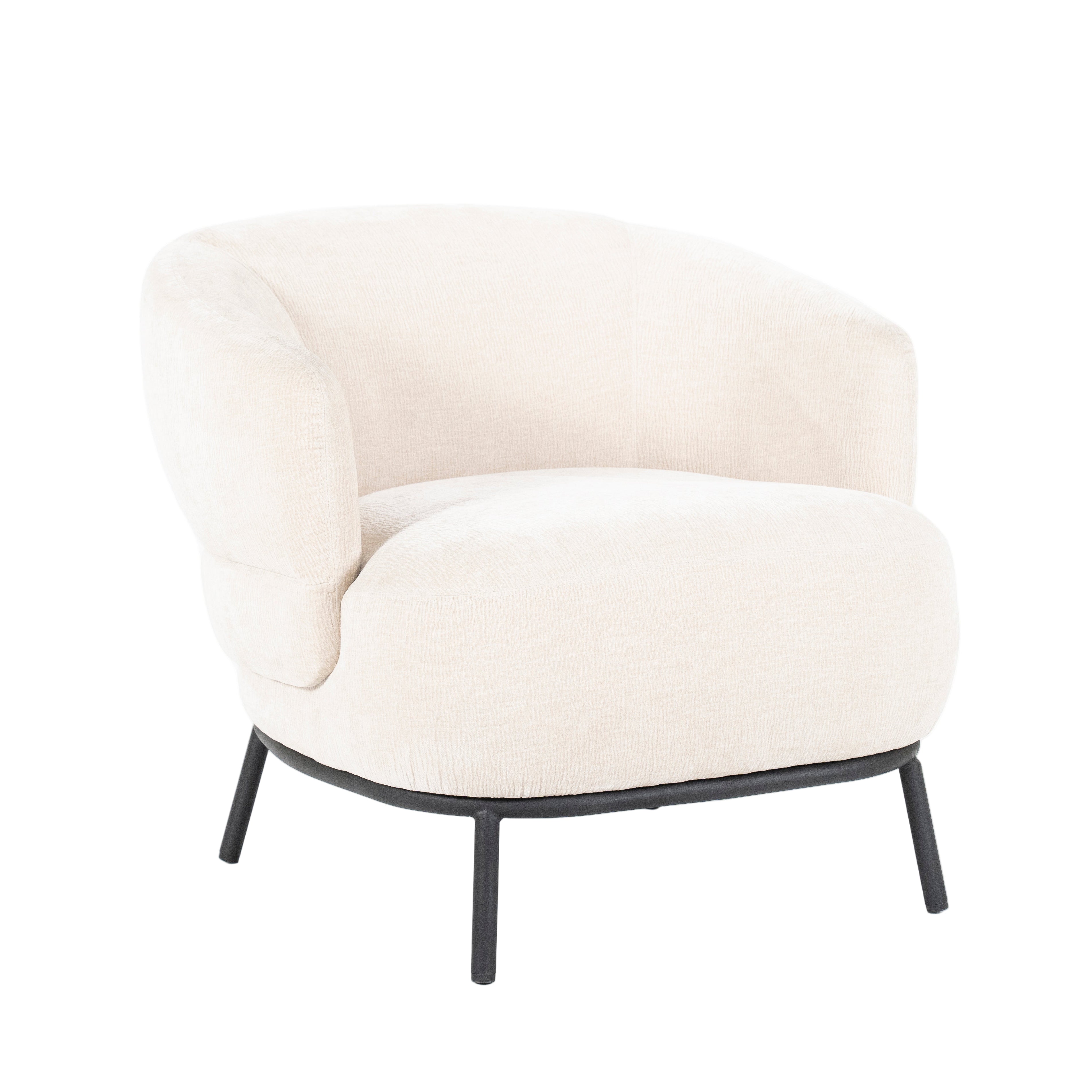 DAVID armchair in light beige with a black base